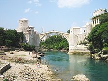 The World Heritage Site of Stari Most (Old Bridge) gives its name to the city of Mostar, Bosnia and Herzegovina Stari Most22.jpg