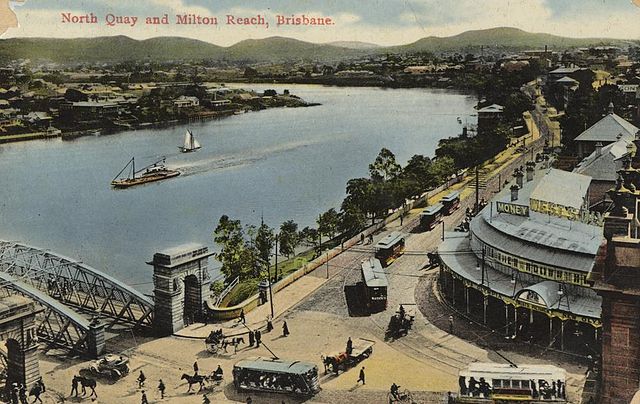 An old photo of North Quay, coloured for a postcard