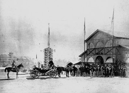 Governor's party arriving at the Queensland Intercolonial Exhibition, 1876