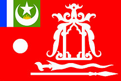 The offeecial banner o the Ryal Sultanate o Sulu unner the guidance o HRH Raja Muda Muedzul Lail Tan Kiram o Sulu.