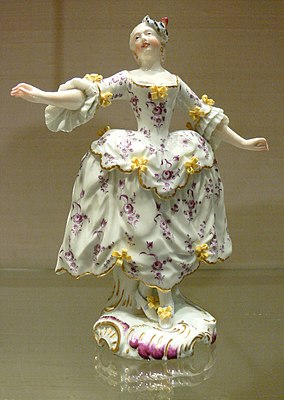German porcelain ballet dancer wearing a pannier, 1755