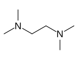 Formula scheletrica di tetrametiletilendiammina con alcuni idrogeni impliciti mostrati