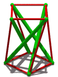 ☎∈ Animation of a simple tensegrity structure.