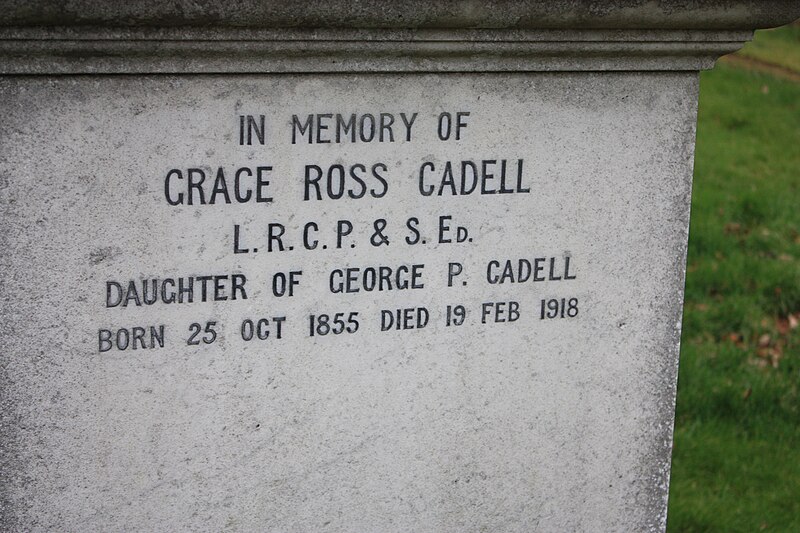 File:The inscription to Grace Cadell, Morningside Cemetery, Edinburgh.jpg