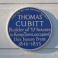 Blue plaque commemorating Thomas Cubitt's residence at 13 Lewes Crescent