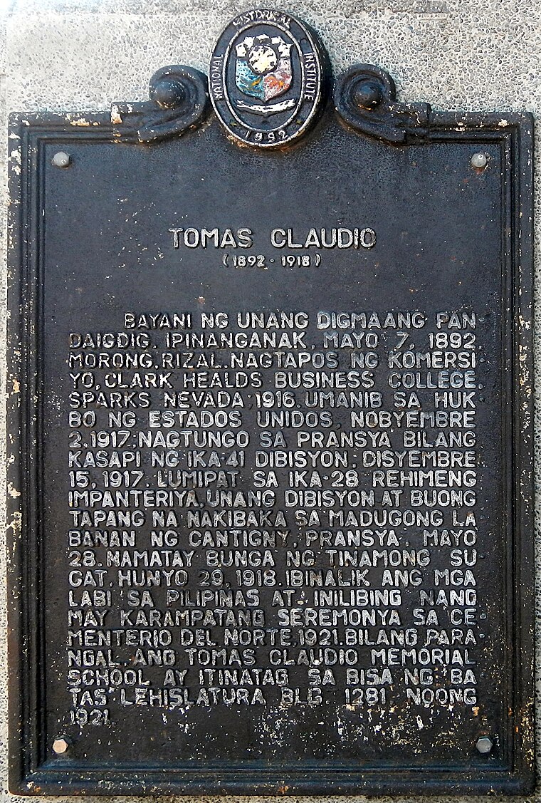 Tomas Claudio historical marker