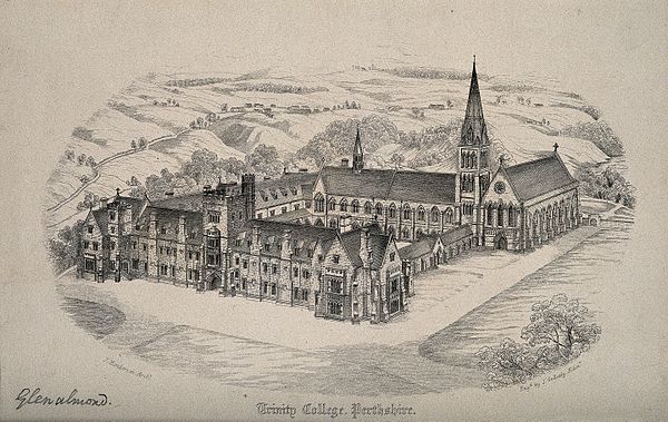Glenalmond College, architect's original proposed design c. 1841