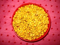 Split pigeon pea, commonly used in dal