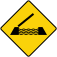 A diamond-shaped with yellow background and black border, with a symbol of an open draw bridge