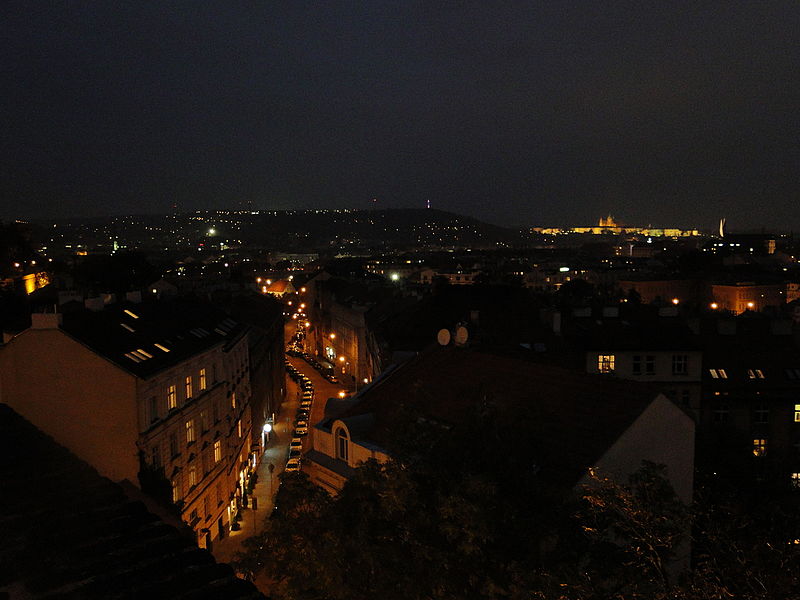 File:View toward Prague Castle from Vyšehrad in the evening.JPG