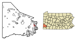 Charleroi okulunun Washington County, Pensilvanya şehrindeki konumu.