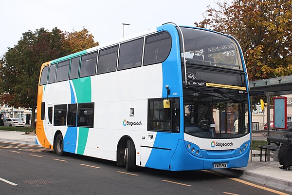 Alexander Dennis Enviro400 bodied Scania N230UD in Weston-super-Mare, North Somerset in October 2022