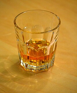 Whisky or whiskey is a type of distilled alcoholic beverage made from fermented grain mash. Various grains are used for different varieties, including barley, corn, rye, and wheat. Whisky is typically aged in wooden casks, generally made of charred white oak.