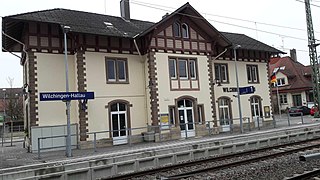 <span class="mw-page-title-main">Wilchingen-Hallau railway station</span> German owned railway station in Switzerland
