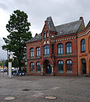 Residential and commercial building in Schiffbrückstrasse in the Altstadt district of the independent city of Flensburg in Schleswig-Holstein.JPG