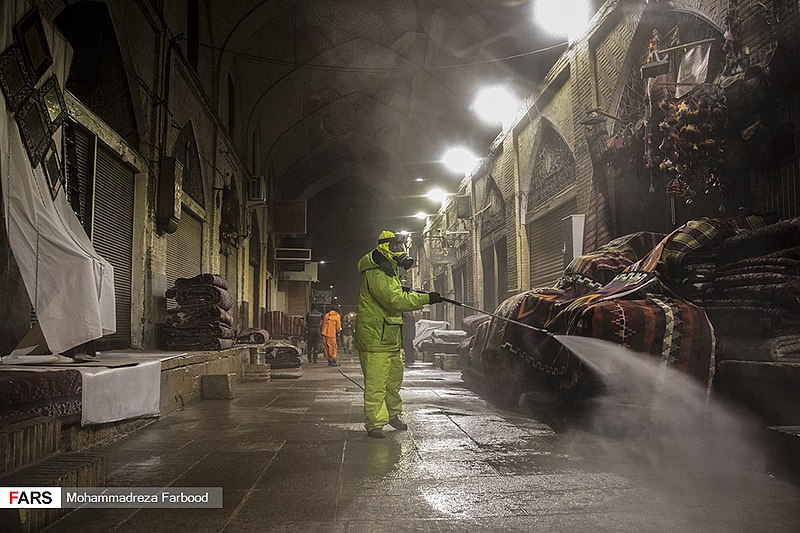 File:Workers disinfect Vakil bazaar of Shiraz against coronavirus 2020-03-04 13.jpg