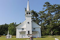 Ye Olde Meeting House in Lamoine is the former First Baptist Church (erected 1832). Ye Old Meeting House, Lamoine, ME IMG 2254.JPG