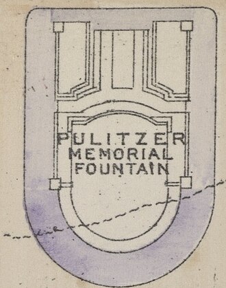 Fountain map in 1916 "PULITZER MEMORIAL FOUNTAIN" map in 1916, from- Bromley Manhattan Plate 083 publ. 1916 (cropped).jpg