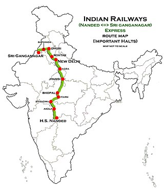 <span class="mw-page-title-main">Hazur Sahib Nanded–Shri Ganganagar Express</span> Train in India