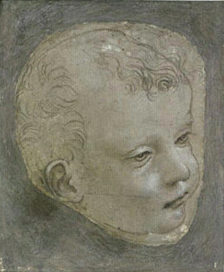 <i>Tête denfant de trois quarts à droite</i> Drawing by Leonardo da Vinci