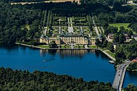 Aerial view over Drottningholms slott.