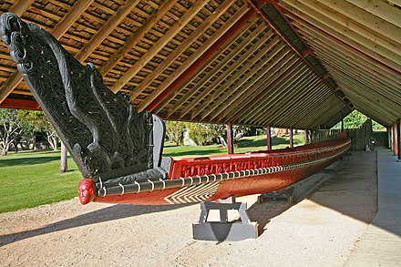 Traditional waka at Waitangi Treaty House site
