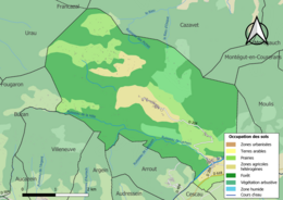 Barevná mapa znázorňující využití půdy.