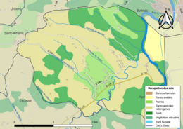 Kolorowa mapa przedstawiająca użytkowanie gruntów.