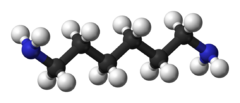 The hexamethylene diamine molecule contains six methylene groups 1,6-diaminohexane-3D-balls.png