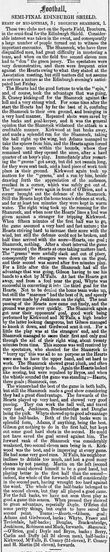 1886-87 Edinburgh Shield semi-final, Broxburn Shamrock 1-3 Heart of Midlothian, from the Lothian Courier, 29 January 1887 1886-87 Edinburgh Shield semi-final, Broxburn Shamrock 1-3 Heart of Midlothian.jpg