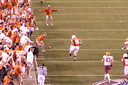 The controversial play where Chris Jessee and other Texas personnel were on the field.