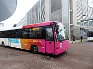 Oulu public transport buses have pink colored fronts