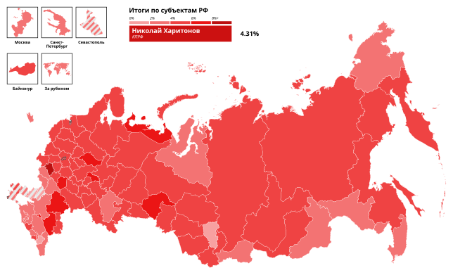 Результаты Николая Харитонова на президентских выборах в России 2024 года