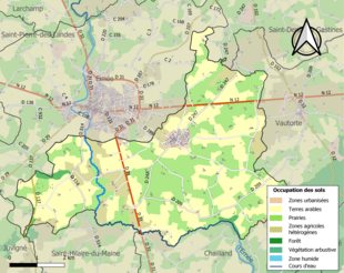 Barevná mapa znázorňující využití půdy.