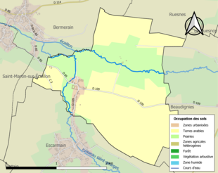 Barevná mapa znázorňující využití půdy.