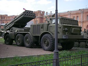 9P140 Uragan rocket launcher based on a ZIL-135