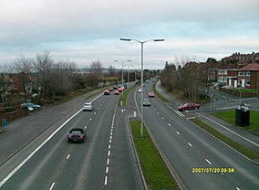 The A55 at Knockbreda in south Belfast. (View eastwards.) A55 Bun a' Chnoic, Cnoc na mBreadach, Beal Feirste, Condae an Duin (radharc soir).jpg