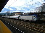 Amtrak AEM-7 #923 pushes the Keystone Service train to Harrisburg, Pennsylvania, in 2010