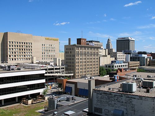 Aerial view of downtown Lincoln, Nebraska, USA (looking southeast).jpg
