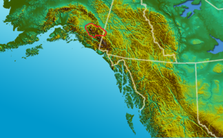 Wrangell Mountains (rot umrandet)