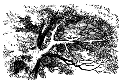 The cheshire cat, John Tenniel (1820–1914), illustration in Alice's Adventures in Wonderland, 1866 edition.