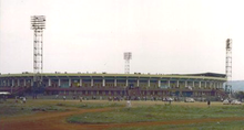 Photograph of the stadium, including floodlights
