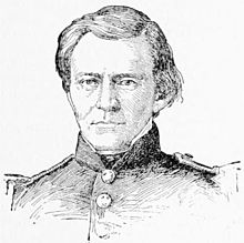 Dibujo de un hombre joven con el pelo hasta los hombros en uniforme militar