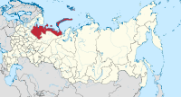 Ligging van Archangelsk-oblast in Rusland