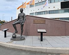 Jimmy Armfield's statue outside Bloomfield Road, pictured in 2019 Armfield 2019.jpeg