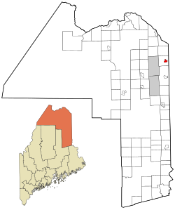 Aroostook County Maine incorporated and unincorporated areas Limestone (CDP) highlighted.svg