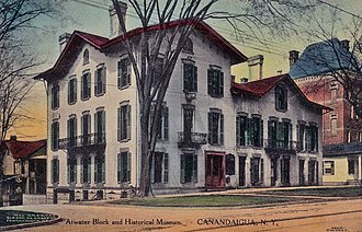 The Atwater Block, demolished to make way for the post office Atwater Hall, Canandaigua, NY.jpg