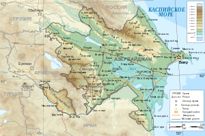 Топографска карта на Азербайджан.