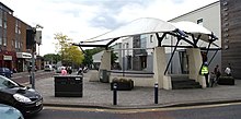 The bandstand on Larne Main Street. Removed in 2016 during upgrade work to the town centre pavements.