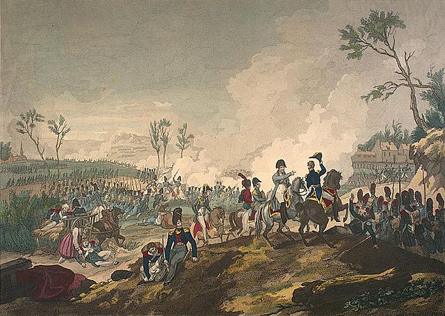 Наполеон руководит войсками в одном из сражений 6-дневной войны. Литография XIX века.